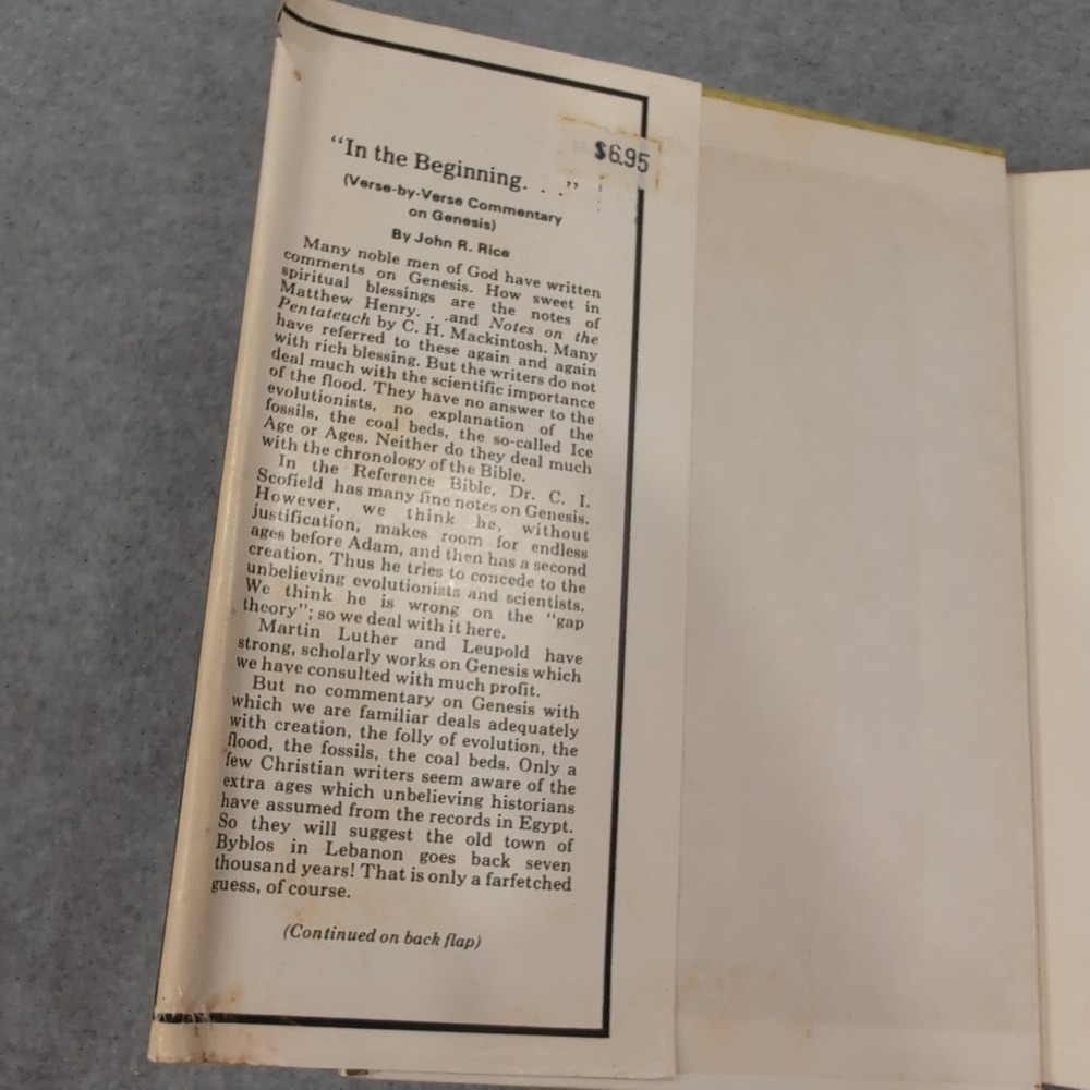 In the Beginning Genesis Commentary Dr John R Rice 1975 Hardcover 087398403X - Picture 4 of 9